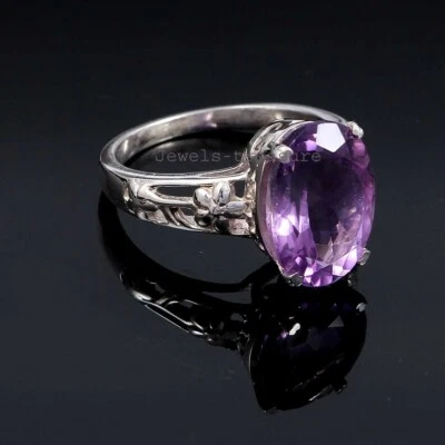 Anello In Argento Sterling 925 Con Gemma Naturale In Ametista Per Donna #9082 - Immagine 1 di 4