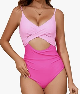 Wescofit Twist Front Push Up Large High Waist Bathing Suit Monokini Swimsuit - Picture 1 of 12