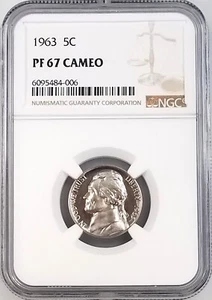 1963 Proof Jefferson Nickel certified PF 67 CAMEO by NGC! sku 84006 - Picture 1 of 4