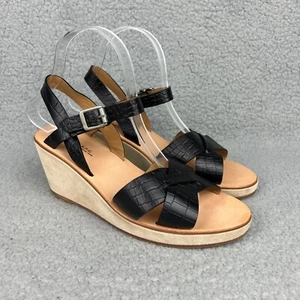 A.P.C. Sandals Women 9 39 Shoe Black Judith Croc Wedge Heels Slingback Strap APC - Picture 1 of 12