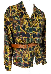 Blusa Camisa Top Ecuestre Vintage Años 80 Preppy Western Cuadros L 14 - Imagen 1 de 7
