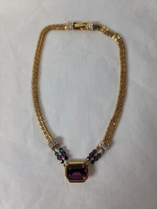 Swarovski Crystal Purple Beaded Pendant Necklace 15.5" - Picture 1 of 10