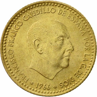 [#522923] Spain, Francisco Franco, caudillo, Peseta, 1974, AU(50-53), Aluminum-B - Image 1 of 2