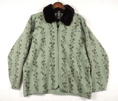 Chaqueta Suéter Squaw Valley Mujer Cuello de Piel Sintética Extraíble Cremallera Completa 100% Lana Foto 1 de 4