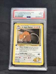 Pokemon: Gym Challenge 1st Edition Uncommon: Lt. Surge's Raticate 53/132 PSA 9 - Picture 1 of 6