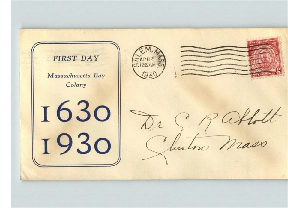 MASSACHUSETTS BAY COLONY, 1930 First Day # 682, Salem, MA cancel - Image 1 of 1