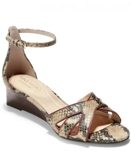 Cole Haan Women 8 Hana Grand Wedge Roccia Snake Print Leather Heels Sandals NEW - Picture 1 of 5