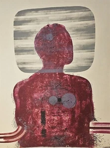 Josep Grau Garriga 1969 impresión “Un Home del Dia” collage multimedia mixta sobre papel - Imagen 1 de 5