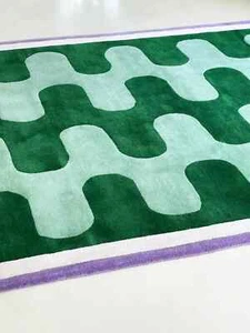 Wave Abstract rug Modern Hand-Tufted 100% Wool Handmade Area Rugs For Bedroom - Picture 1 of 2