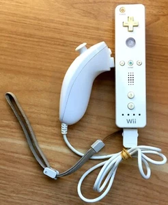 MANETTE + NUNCHUK OFFICIELS BLANCS NINTENDO WIIMOTE WII FONCTIONNELS - N°2 - Photo 1/4