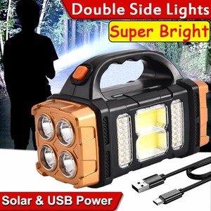 Portable Power Solar Led Flashlight USB Rechargeable Torch Outdoor Camping Lamp