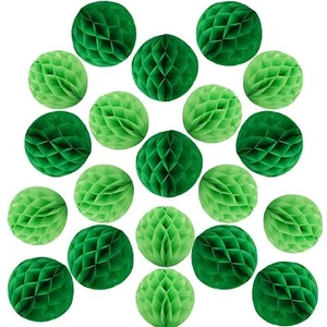 Green Dark Green Pom Poms 20pcs 4inch 6inch Tissue Paper Honeycomb Balls - Picture 1 of 3