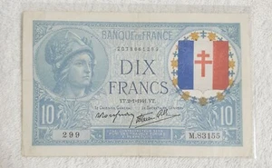 Superb Scarce Rare Vintage 1941 Banque De France 10 Francs Banknote in Good XF - Picture 1 of 2
