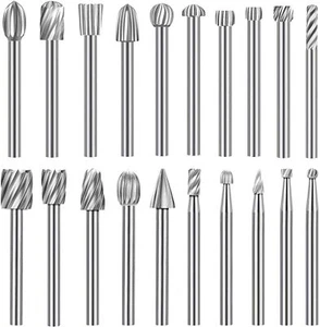 20 X HSS Carbide Burr Set Rotary Drill Bits Die Grinder Carving Engraving Dremel - Picture 1 of 10