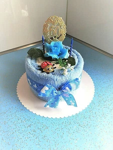 Handtuchgeschenk Torte zum * 60. Geburtstag * - Bild 1 von 1