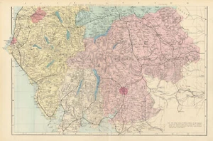 LAKE DISTRICT. Cumbria & Westmorland (South sheet). County map. GW BACON 1884 - Picture 1 of 1