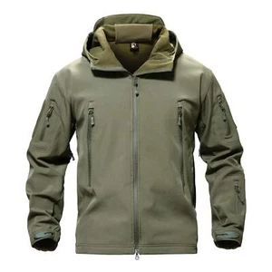 Men's Hooded Hiking Jacket Waterproof Softshell Outdoor Hunting Windbreaker Coat - Picture 1 of 6