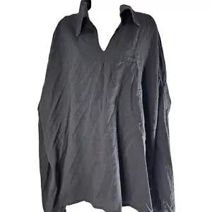 Vintage 70s Gauze Shirt Mens Size 2XL Black Boho Pullover Hippy Poet Renn Faire - Picture 1 of 6