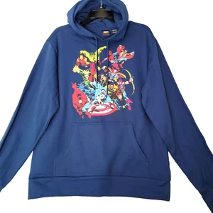 MARVEL AVENGERS COMICS HOODIE MENS XXL BLUE SWEATSHIRT PULLOVER MR - Picture 1 of 8