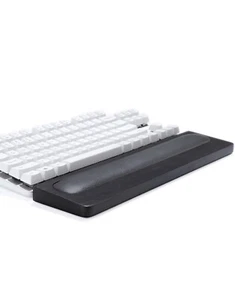 New PC Computer Keyboard Wrist Palm Rest Solid Ash Wood & Top Grain Leather - Picture 1 of 9