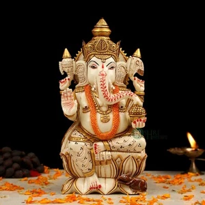 Estatua del Señor Ganesh Ganesha para altar buena suerte dios Diwali regalo pintura hecha a mano - Imagen 1 de 9