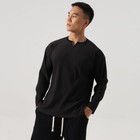 Men Long Sleeve T-Shirt Pullover Sweatshirts Casual Quick Drying Solid Loose Tee
