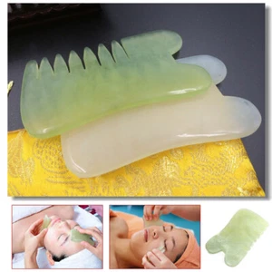 Piedra de Jade Natural Guasha Gua Sha Peine Masaje Raspado Terapia Herramienta de Cura Saludable - Imagen 1 de 8