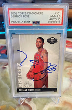 2008 Derrick Rose PSA 7.5 Auto 10 Rookie Topps CO-Signers Card #101