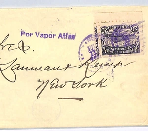 COLOMBIA Maritime 20c Cover *POR VAPOR ATLAS* Cachet SHIP 1903 USA New York WX59 - Picture 1 of 18