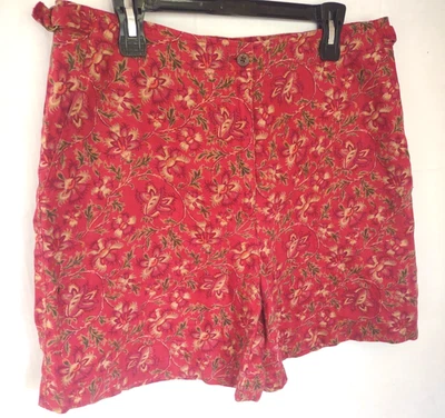 Pantalones Cortos Lauren Ralph Lauren Floral Lino Para Mujer 14 Rojo Tahití Tiro Alto Cottage Foto 1 de 4