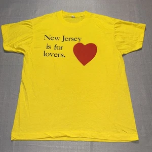 Vintage 70er New Jersey Is For Lovers T-Shirt Einzelnaht Herren Gelb Large - Bild 1 von 7