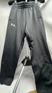 Under Armour Loose Fit Fleece Sweatpants Men’s Medium Black Logo Joggers - Picture 1 of 7
