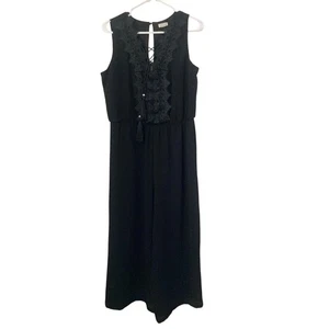 Westport Women's Jumpsuit Size M Black Lace Wide Leg Sleeveless  - Picture 1 of 8