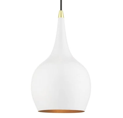 Mini Colgante Livex Lighting 49016 Andes 8"W - Blanco Brillante/Latón Pulido Foto 1 de 4