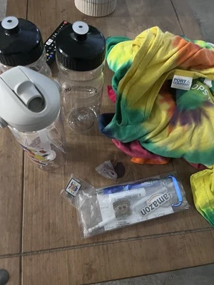 Lot New AWS Amazon Items Pens,Stickers keychain, bottle, tie dye shirts - Image 1 of 4