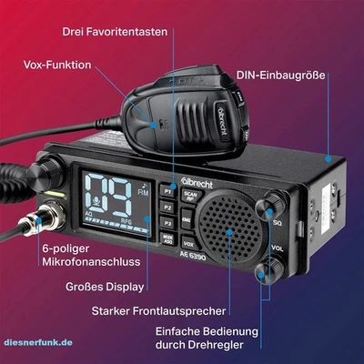 Albrecht AE 6390 CB Funkgerät 12/24V VOX DIN FRONTLAUTSPRECHER LKW AM/FM - Bild 1 von 4