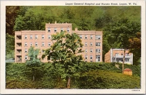 LOGAN, West Virginia LINEN Postcard "LOGAN GENERAL HOSPITAL and Nurses Home" - Picture 1 of 2
