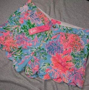 New Lilly Pulitzer Buttercup Knit Shorts Cay To My Heart Celestial Blue Size 10 - Picture 1 of 4