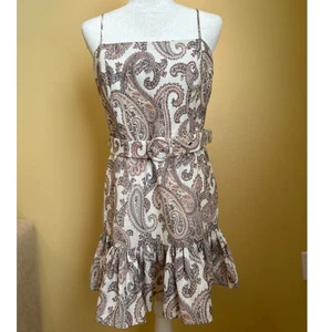 Vestido Bardot Paisley Lino Para Mujer Talla 8 Mezcla de Lino Volantes Dobladillo Mini Paisley - Imagen 1 de 17