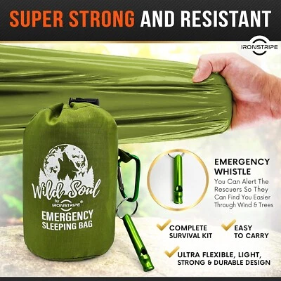 Bivy Sack XL Waterproof Survival Sleeping Bag with Emergency Whistle, with Hood - Image 1 of 4