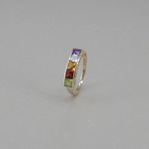 Ring Rainbow 585/14k Gelbgold mit farbigen Edelsteinen, Ringweite: 62 - Bild 1 von 5