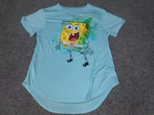 Spongebob Womens Shirt Large Blue Nickelodeon graphic cartoon - Picture 1 of 11