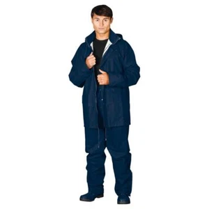 Regenschutzkleidung blau aus Polyurethan Set Hose und Jacke mit Kapuze Kleidung - Bild 1 von 8