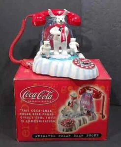 Coca-Cola Animated Polar Bear Telephone Novelty Coke Item Landline Dialup Phone - Picture 1 of 9