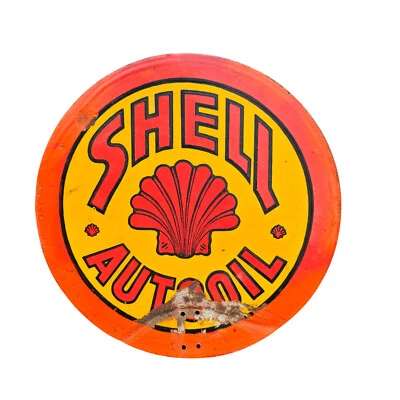 Aeroshell Shell Muschel Emailschild Doppelseitig Porzellan Schild Original - Bild 1 von 4