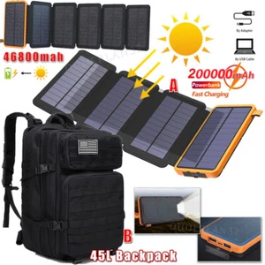 Folding 46800mAh Solar Power Bank 6 Solar Panel Portable Phone Charger /Backpack - Picture 1 of 39