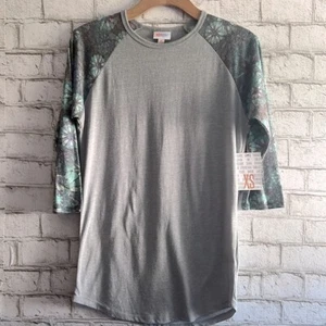 T-shirt da baseball LuLaRoe Randy grigia nuova con etichetta tinta unita taglia XS - Foto 1 di 6