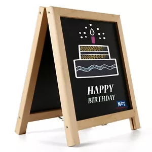 Tabletop Double-Sided Mini A Board with Erasable Chalkboard Ad Frame Wood 12x14 - Picture 1 of 14