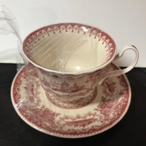 Burton Red Toile Teacup & Saucer NEW New with Tags - Picture 1 of 8
