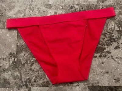 BRAGAS DE BIKINI VICTORIA'S SECRET ROSA ROJO PLATA LOGO SIN COSTURAS PIERNA ALTA NUEVAS CON ETIQUETAS Foto 1 de 4